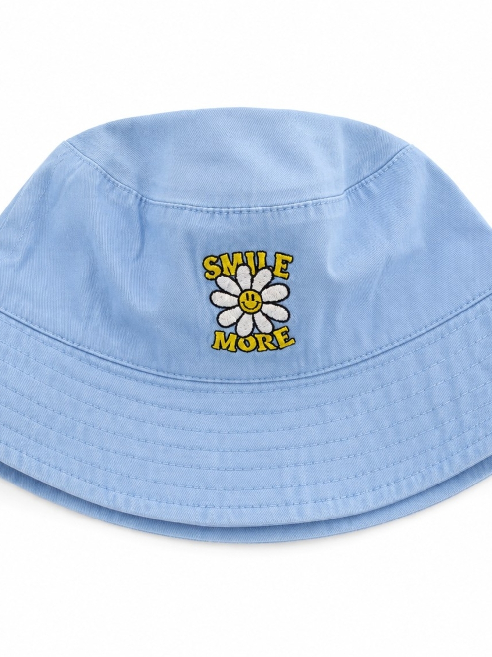 Smile More Light Blue Reversible Bucket Hat for Kids